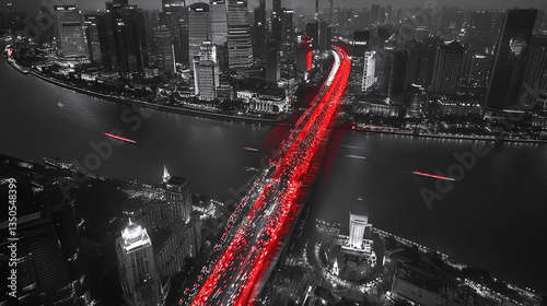 Vibrant Red Streak Lights Up Runners On The Shanghai Bund