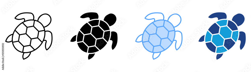 Obraz premium Turtle Icon Set Multiple Style Collection