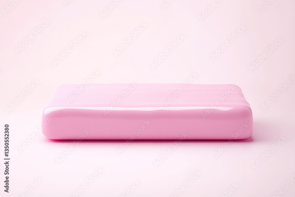 Pink rectangular solid object on a pale pink background Pink rectangular solid object on a pale pink background