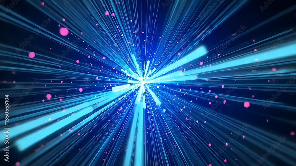 Fototapeta premium Abstract light speed background hyperspace jump digital data stream technology wallpaper futuristic backdrop