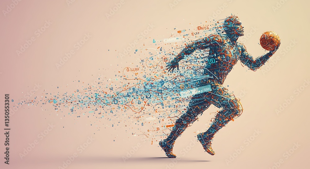 Fototapeta premium Abstract Basketball Player Digital Art Print