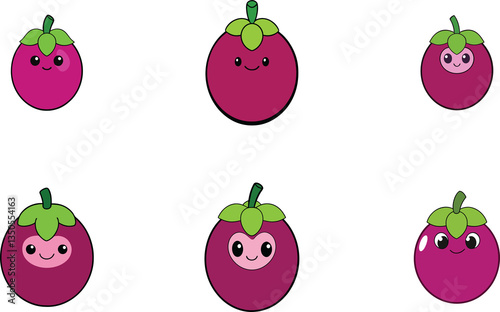 Cute mangosteen cartoon vector