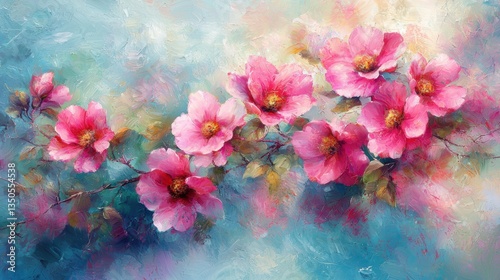 Vibrant Pink Floral Painting