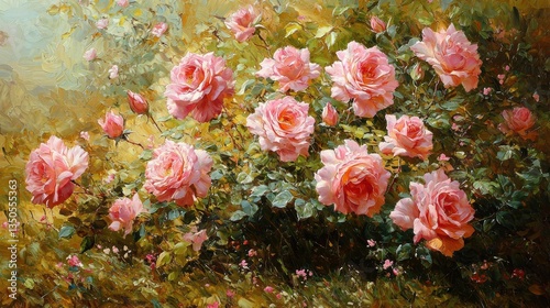 Pink Roses Oil Painting.