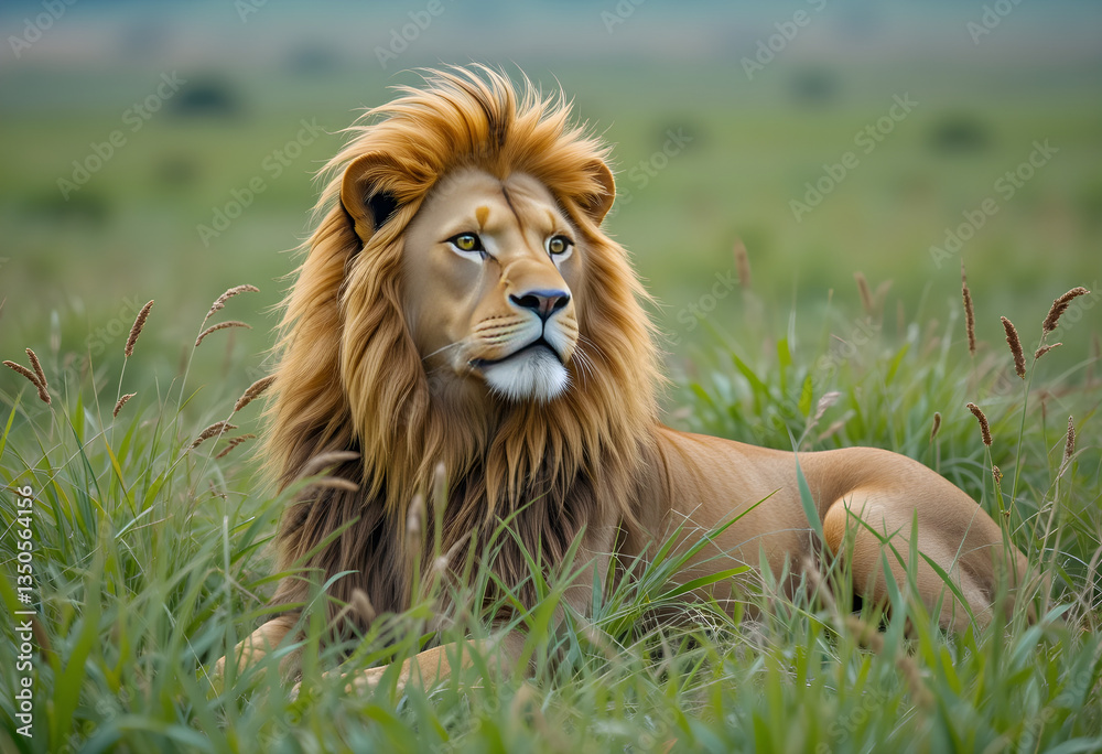 Obraz premium Majestic lion portrait wildlife animal photography feline predator nature king of beasts mammal safari africa