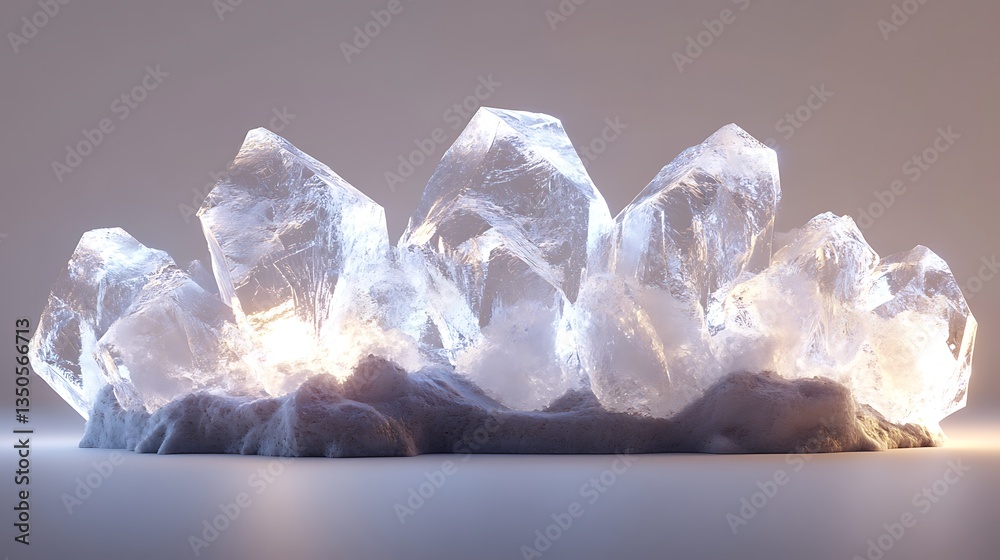 Fototapeta premium Clear crystals cluster, illuminated, studio shot