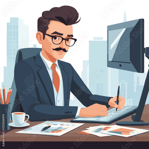 employee appreciation day, investment solution, copy space, confident man, lawyer office, finance management, boss, 40 40s, arms crossed, team, middle age, work, company formal, elder aged, latin hisp