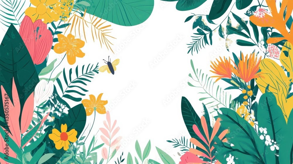 Obraz premium Vibrant Garden with Diverse Flowers and Insects