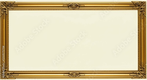 Ornate golden frame with detailed corner designs and light background