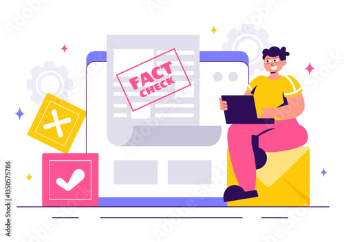 Fact or Myths Check News Vector Illustration Featuring Myths vs. Facts for Thorough Verification and Evidence Comparison in a Flat Style Background