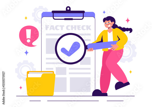 Fact or Myths Check News Vector Illustration Featuring Myths vs. Facts for Thorough Verification and Evidence Comparison in a Flat Style Background
