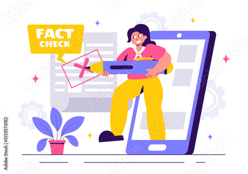 Fact or Myths Check News Vector Illustration Featuring Myths vs. Facts for Thorough Verification and Evidence Comparison in a Flat Style Background