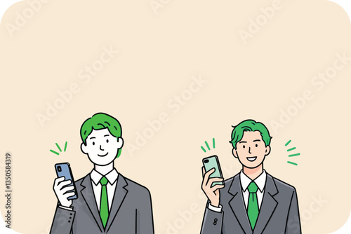 Businessman and businesswoman with green eyes in suits working together in an office setting, representing success and teamwork