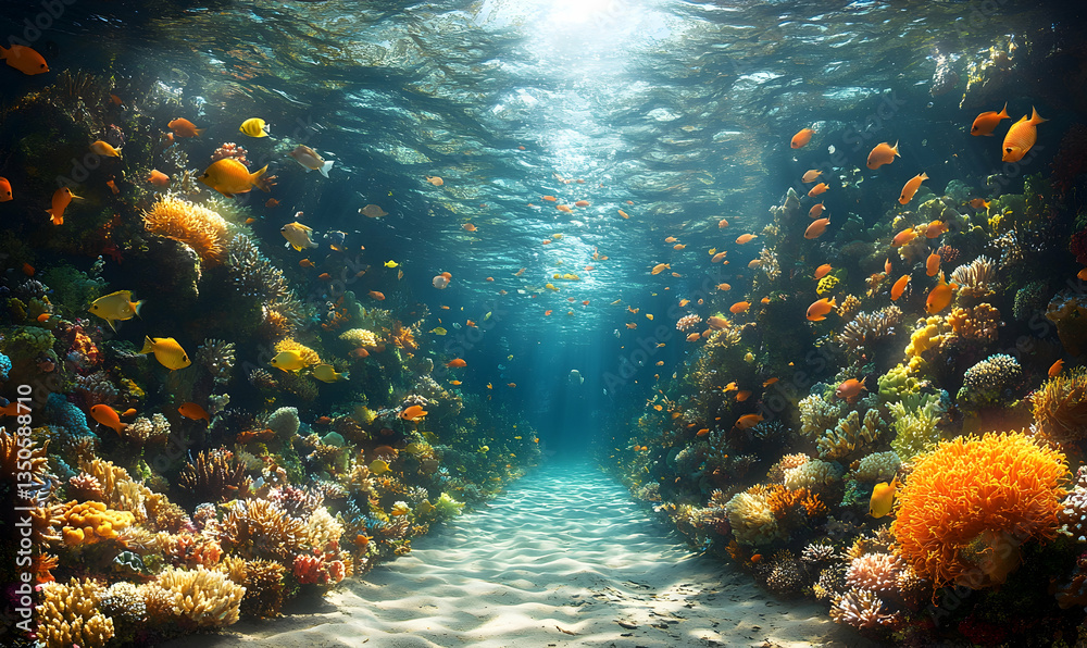 Obraz premium Vibrant coral reef underwater scene