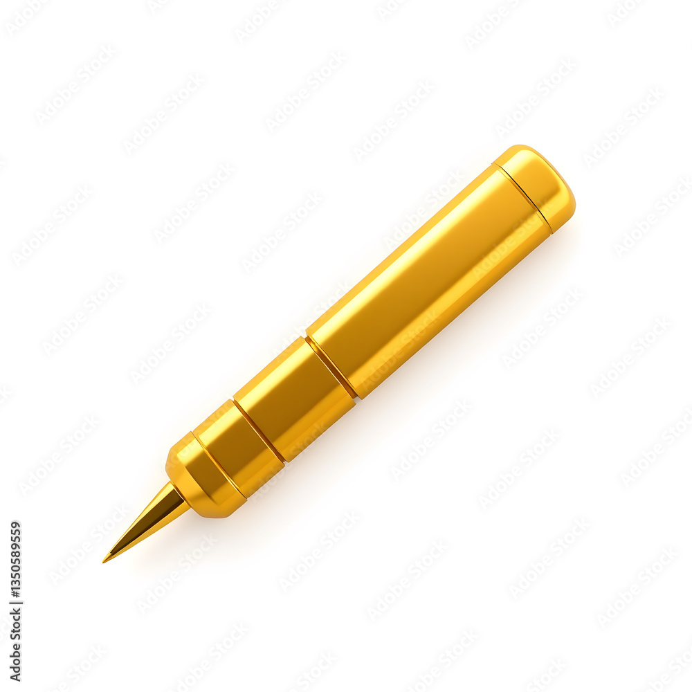 Naklejka premium Screwdriver gold metal icon on white background. Generative AI