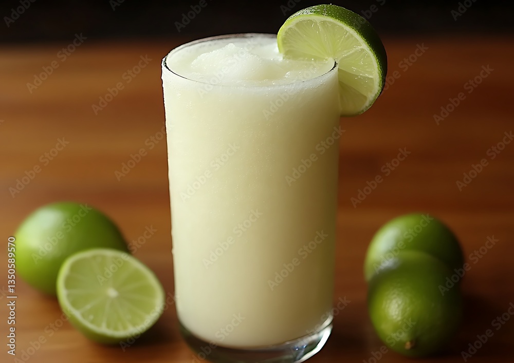 Frozen Lime Drink with Wood Table. Frozen Lime Drink with Wood Table.