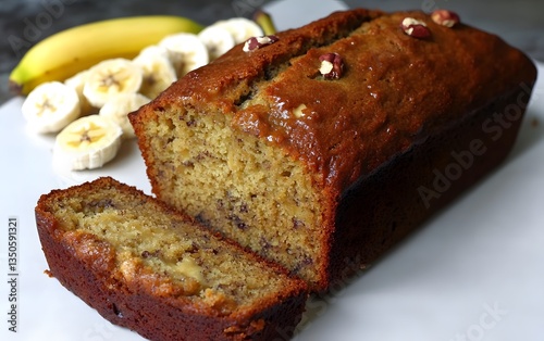 Wallpaper Mural Delicious Homemade Banana Nut Bread Loaf Sliced Torontodigital.ca
