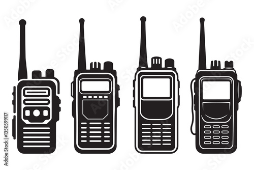 Vector Illustration of Two Portable Two-Way Radios