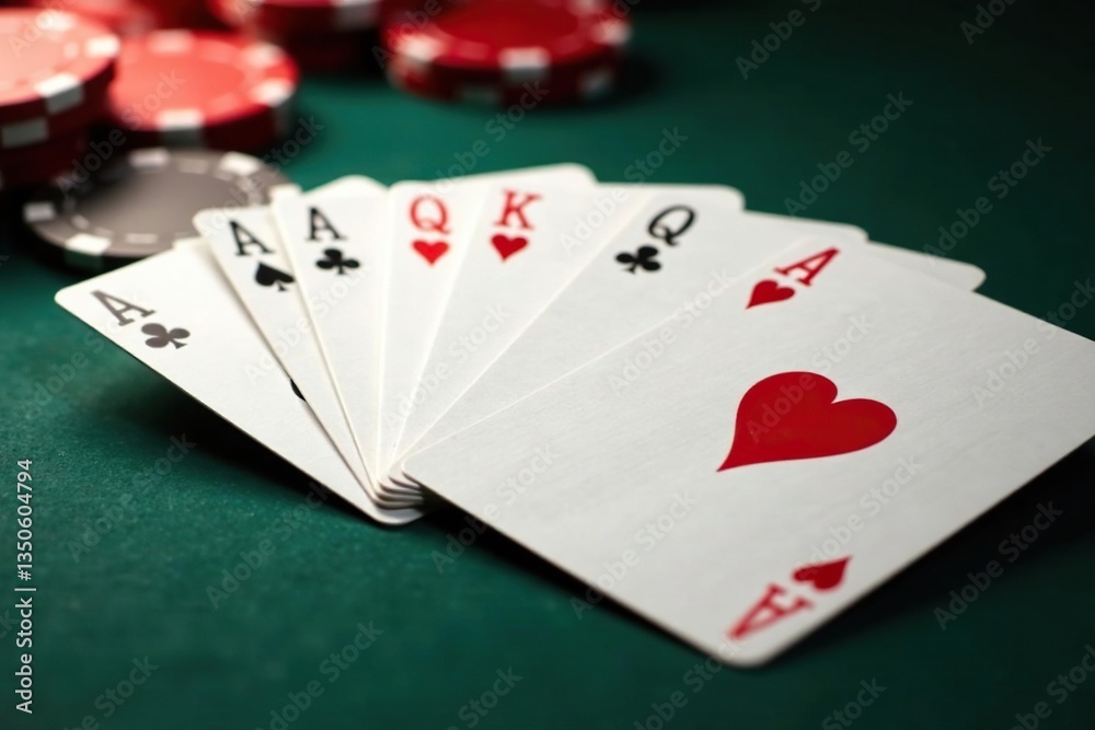 Playing cards arranged in a royal flush sequence , cards, arrangement Playing cards arranged in a royal flush sequence , cards, arrangement