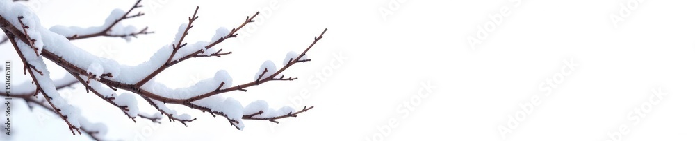 Snowy branches with bare twigs on white background, winter, isolated Snowy branches with bare twigs on white background, winter, isolated