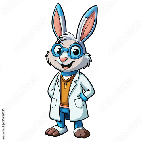Cute rabbit scientist in lab coat