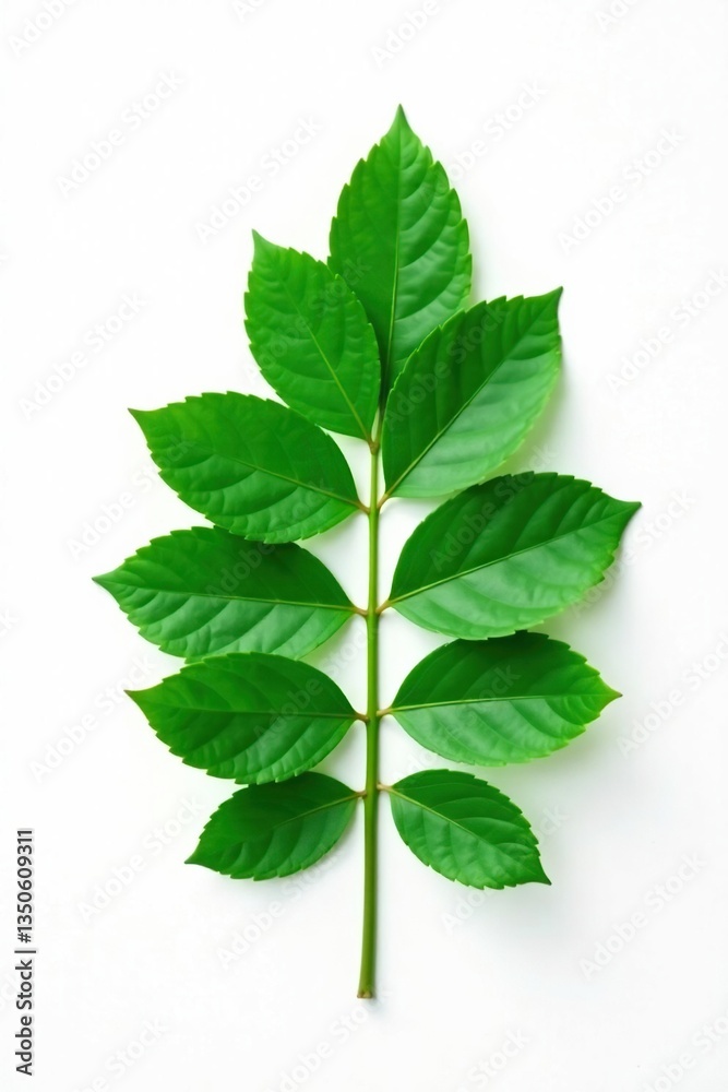Green leaf isolated on white background with subtle texture, leaf, floral, simple Green leaf isolated on white background with subtle texture, leaf, floral, simple