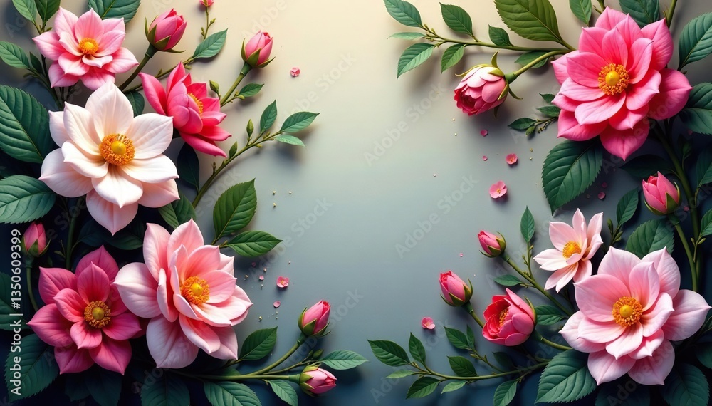 Intricate blooms, swirling vines, overlapping petals, textile, elegant, motif Intricate blooms, swirling vines, overlapping petals, textile, elegant, motif