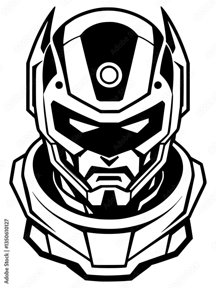angry robot head with helmet angry robot head with helmet