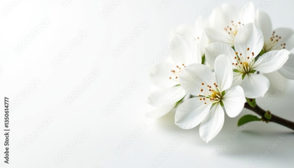 Delicate white blossoms against pure white backdrop, immaculate, detail, flora Delicate white blossoms against pure white backdrop, immaculate, detail, flora