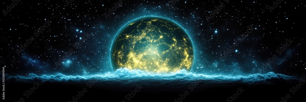 Obraz premium Cosmic Orb in Nebula