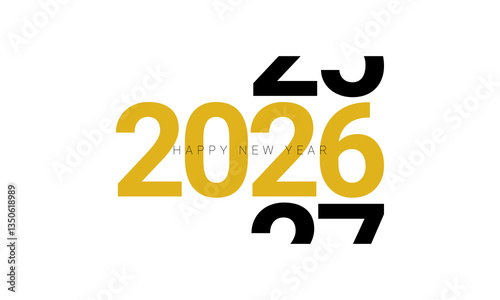 New Year 2026 design with the concept of rotating year numbers.
