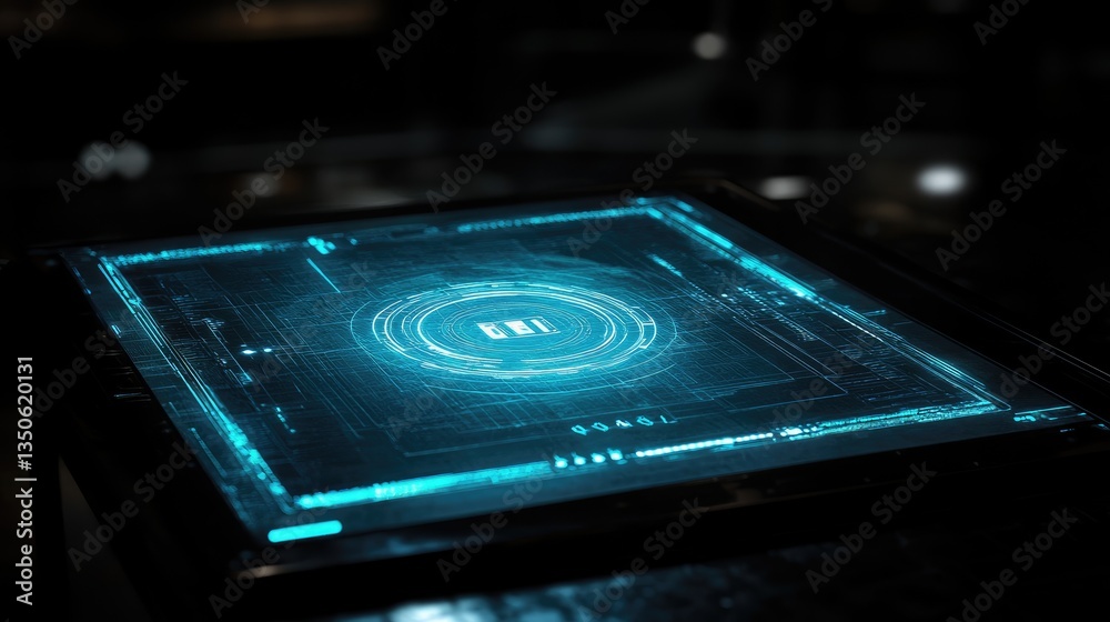 Futuristic holographic interface displaying data analysis in a high-tech laboratory setting at night Futuristic holographic interface displaying data analysis in a high-tech laboratory setting at night