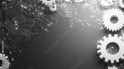 Abstract gears and circuit board technology background photo