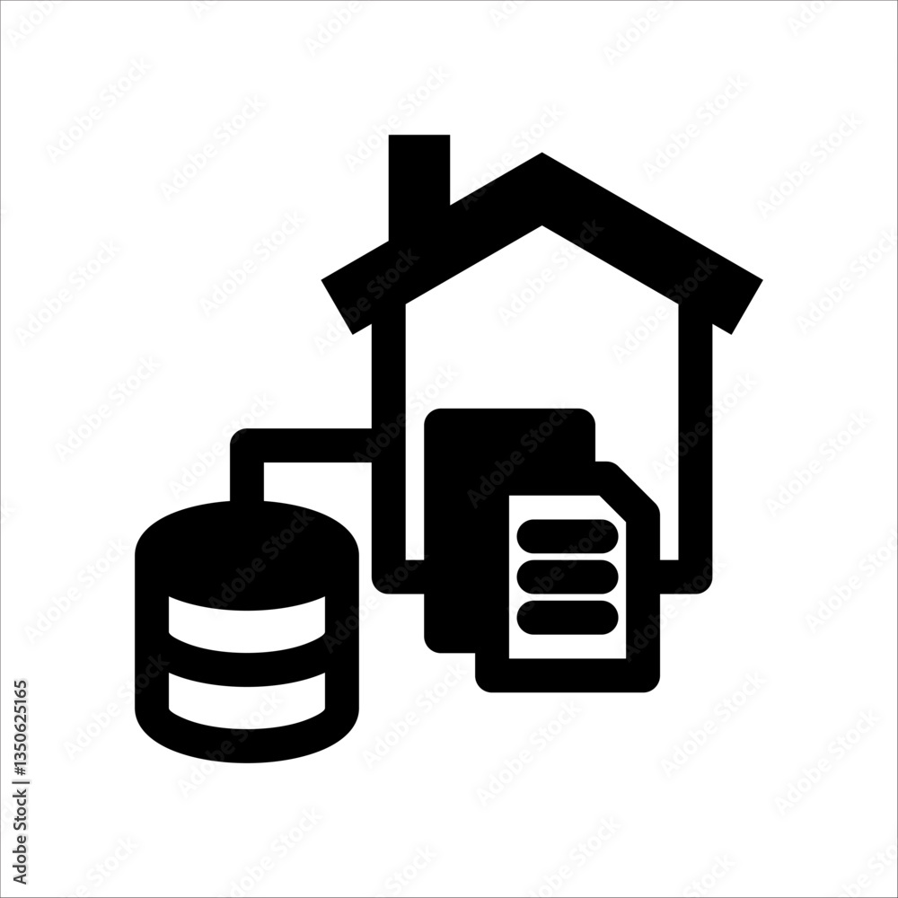 Data Warehouse Black Icon. Simple vector illustration On White Background Data Warehouse Black Icon. Simple vector illustration On White Background