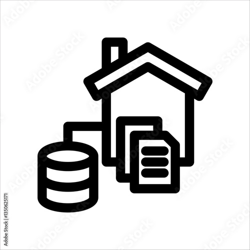 Data Warehouse Outline Icon. Simple vector illustration On White Background