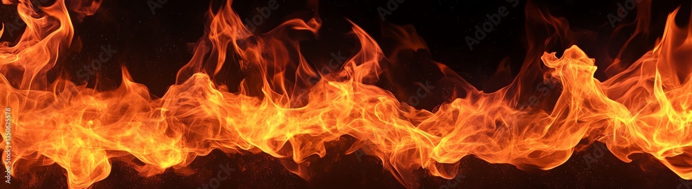 Burning Fire Flames Texture on Dark Background with Orange Glow Burning Fire Flames Texture on Dark Background with Orange Glow