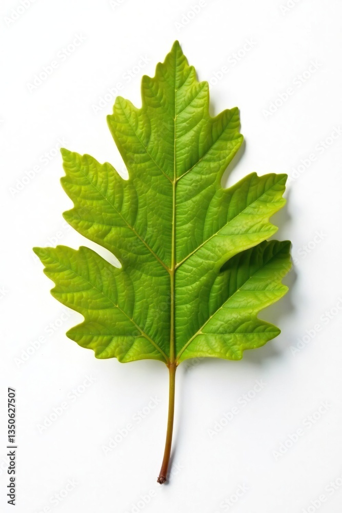 Fototapeta premium solitary oak leaf on a plain white background, tree leaves, botanicals