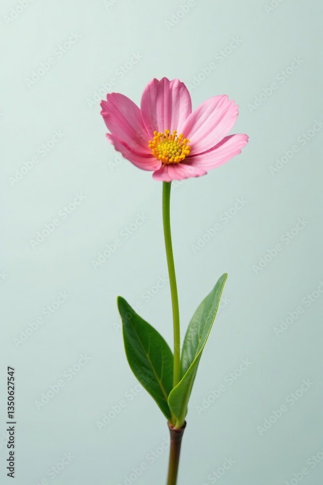 Single stem of a small flowering plant against white, flower power, botanical, plant life Single stem of a small flowering plant against white, flower power, botanical, plant life