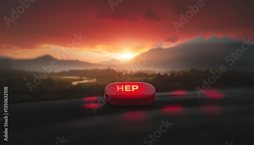 HEP pill sunset mountains.