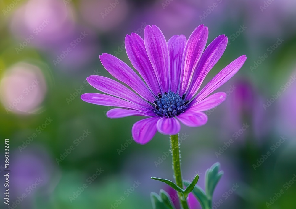 Obraz premium Close-up of vibrant purple daisy with soft background blur.