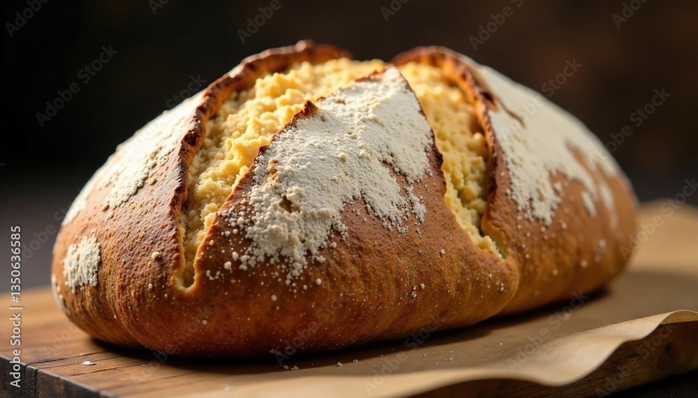 Artisanal sourdough bread loaf, crusty exterior, fluffy interior , sourdough bread, gourmet, ingredient Artisanal sourdough bread loaf, crusty exterior, fluffy interior , sourdough bread, gourmet, ingredient