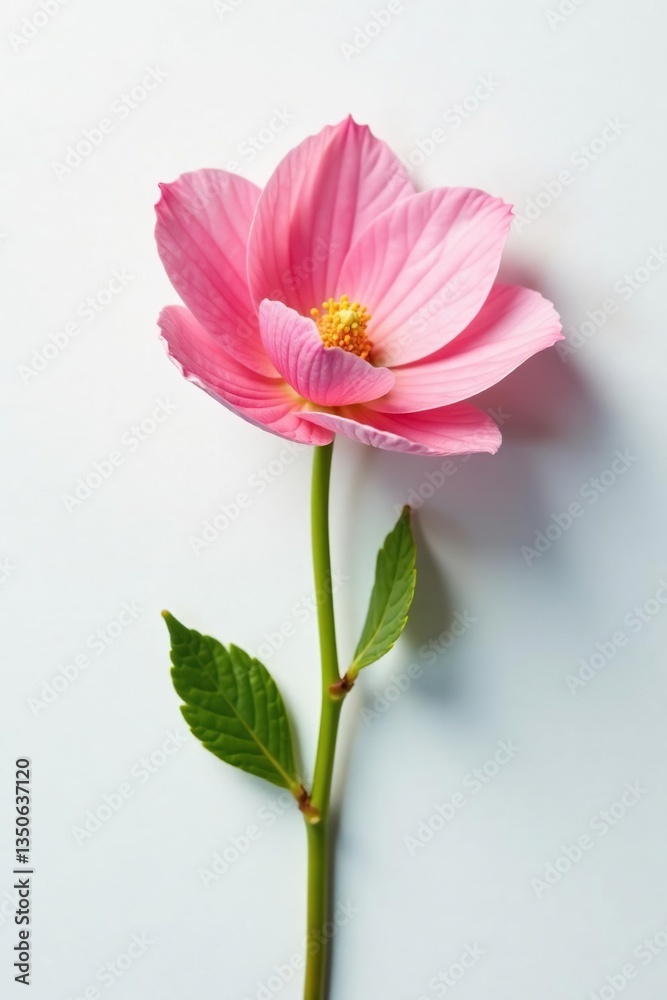 Delicate petal with subtle veins on a clean white surface, bloom, white background Delicate petal with subtle veins on a clean white surface, bloom, white background