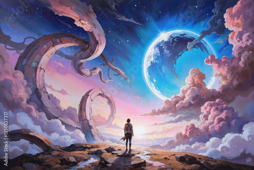 A Journey Into the Cosmic Dream A Surreal Landscape of Celestial Wonders