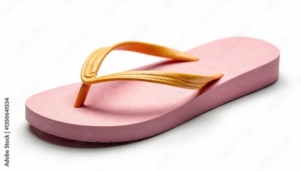Close-up view of a flip-flop, isolated on pure white backdrop, design, product Close-up view of a flip-flop, isolated on pure white backdrop, design, product