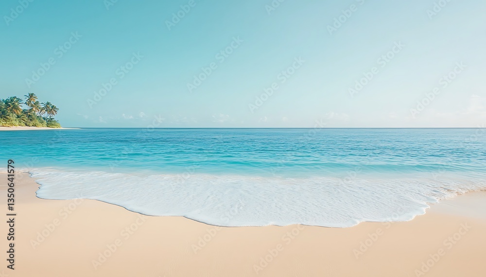 Fototapeta premium Tropical Beach: Calm Waves for Azure Ocean.