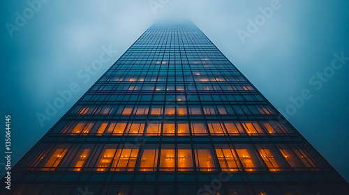 Wallpaper Mural Modern skyscraper in the mist Torontodigital.ca