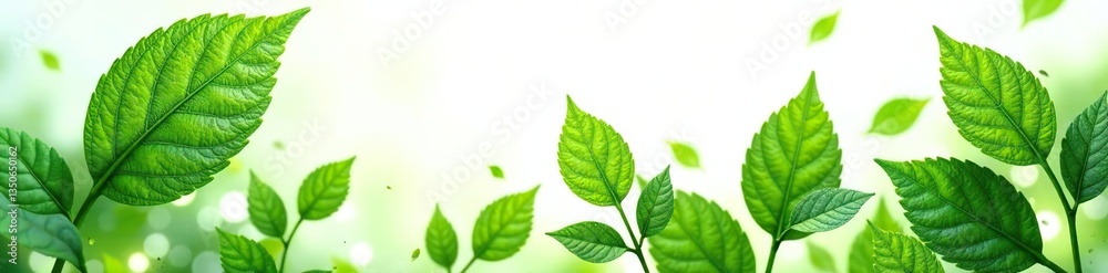 Obraz premium Mossy green leaves isolated on white background, nature, floral, leaf