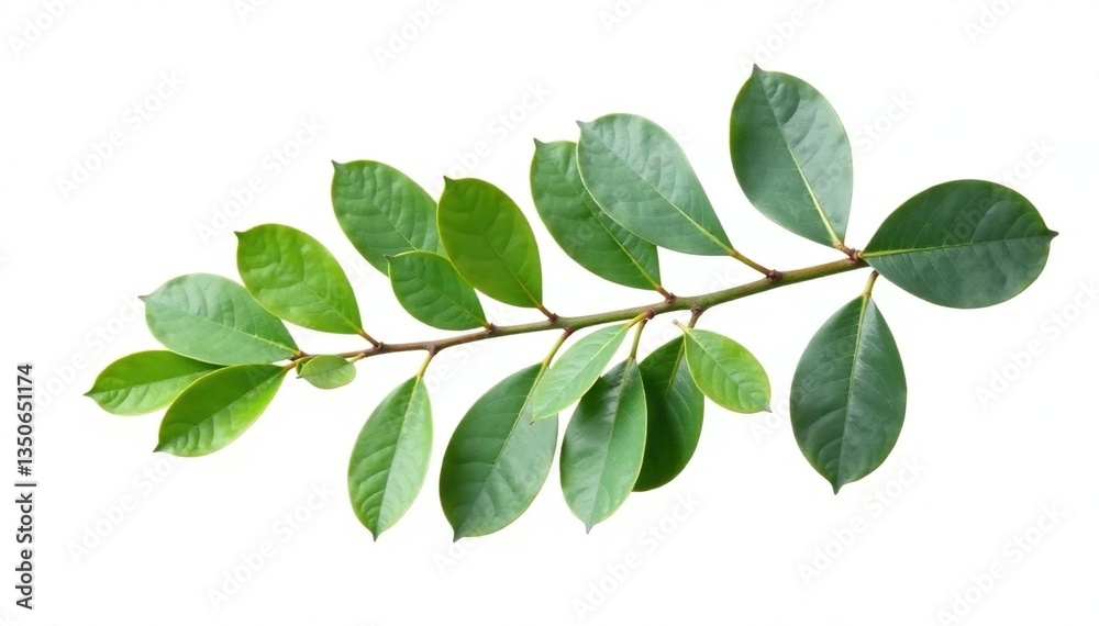 A single branch of eucalyptus tree with green leaves and silver bark isolated on white background, coniferous, leaf A single branch of eucalyptus tree with green leaves and silver bark isolated on white background, coniferous, leaf