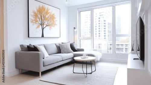 Modern, bright living room with comfortable sectional sofa