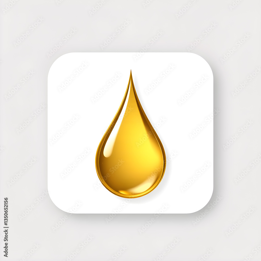 Water droplet gold metal icon on white background. Generative AI Water droplet gold metal icon on white background. Generative AI